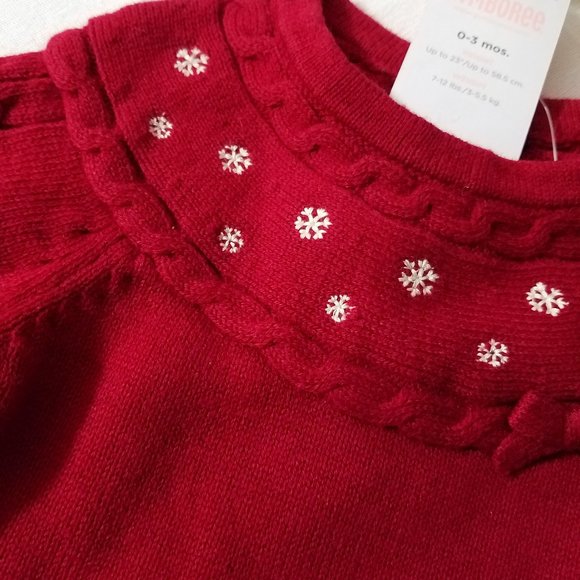 Gymboree Snow Bird 0-3 month NWT Sweater Dress Bib & Faux Fur Hat set. - Picture 2 of 5